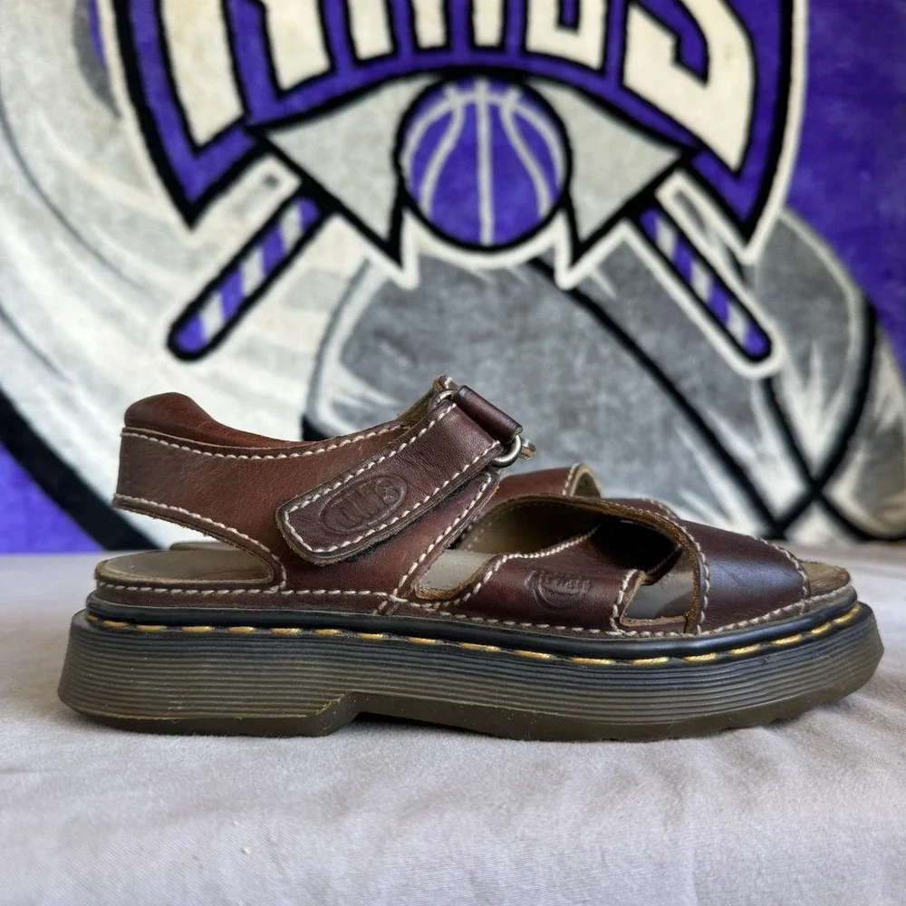 Size 7 - Dr. Martens Sandals 9076 Mens Fisherman Chunky Vintage Brown Leather
